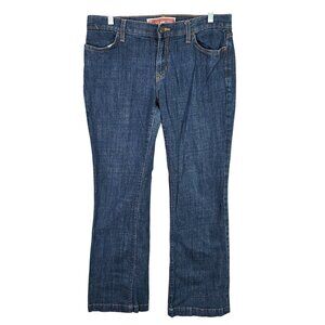 Womens Gap Long & Lean Dark Wash Blue Denim Jeans Cotton Spandex Regular Size 10